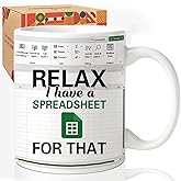 Relax, I Have A Spreadsheet for That - Novelty Spreadsheet Design Ceramic Coffee Cup for CPA & Finance Professionals - Unique Christmas Gift for Coworkers, Accounting Boss | 11 oz -80