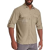Toumett Men's Sun Protection Fishing Shirts Long Sleeve Safari Shirts UPF 50 UV Quick Dry Cooling Travel Work Shirts