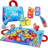 ZOOI Toddler Toys for Montessori Toys for 1-3Year Old, 24PCS Cloth Fishing Game with Stacking Cups for Hand-Brain Coordinatio