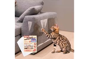 POLAMG Anti Cat Scratch Furniture Protector-16-Pack –Single-Sided, Heavy-Duty Self-Adhesive Tape, No-Residue for Couch, Doors & Walls - with 70 Twist Pins