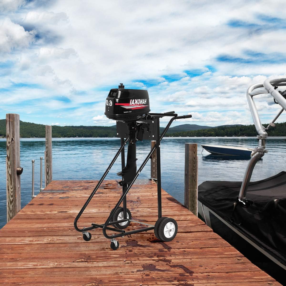 Goplus Boat Motor Stand, 315 LBS Heavy Duty Pro Outboard Engine Carrier Cart Dolly Storage (Black) (Black): Automotive