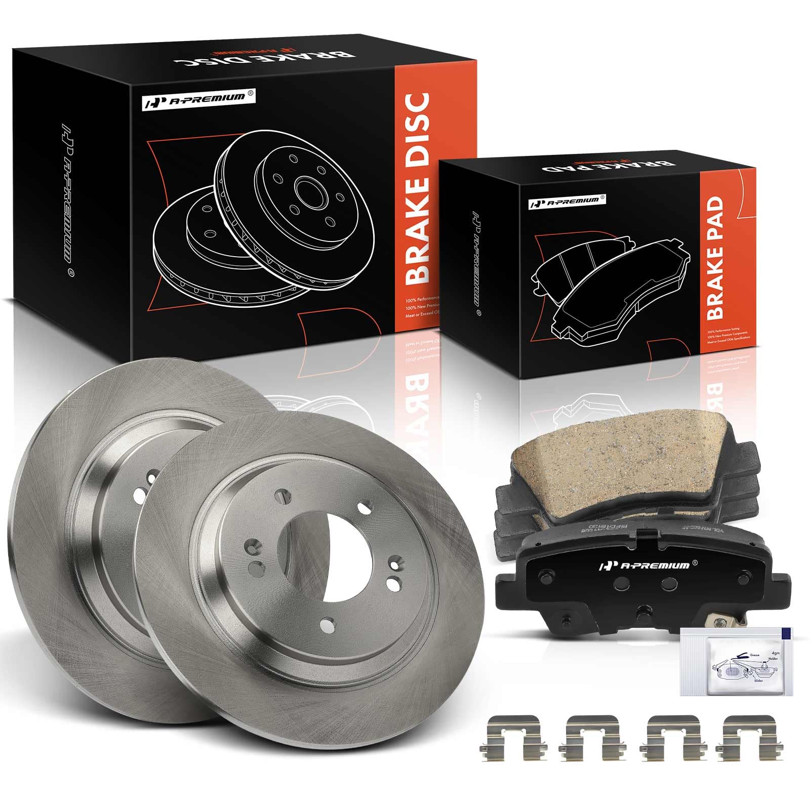 A-Premium 11.18 inch (284mm) Rear Solid Disc Brake Rotors + Ceramic ...