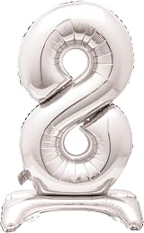 Unique Majestic Silver 8 Foil Balloon 76cm Milestone Celebration view 2