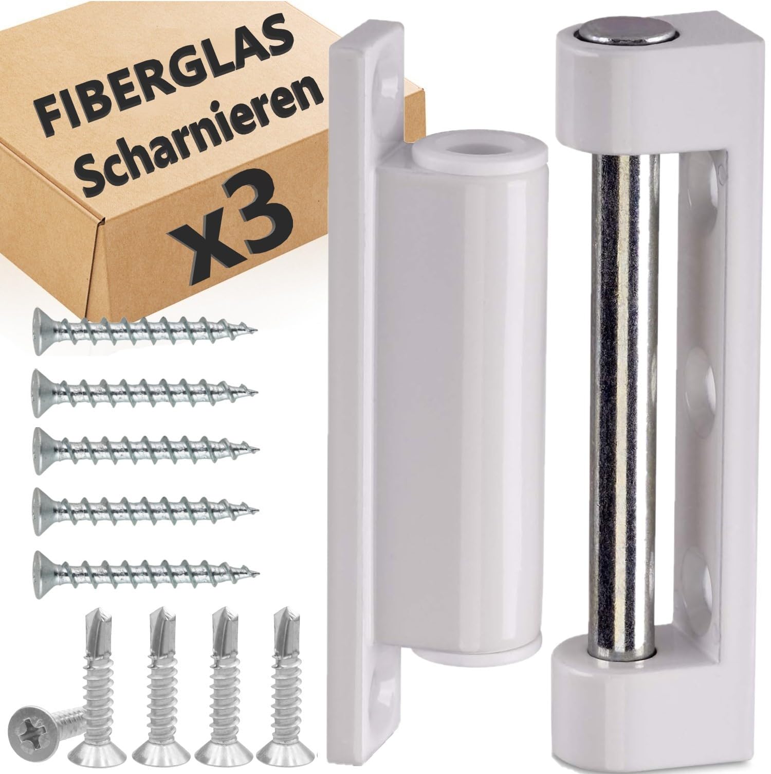 Fibreglass Door and Window Hinges Set of 10 - Door Hinge, Door Hinge, Window Hinge, Renovation Hinge, Window Fittings Replacement Parts, for Insect Protection Door (White, 3 Hinges)