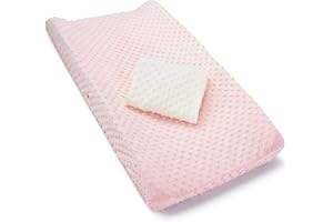 Munchkin Diaper Changing Pad Covers, Fits Standard Contoured Changing Pads, 2 Pack, Pink/White
