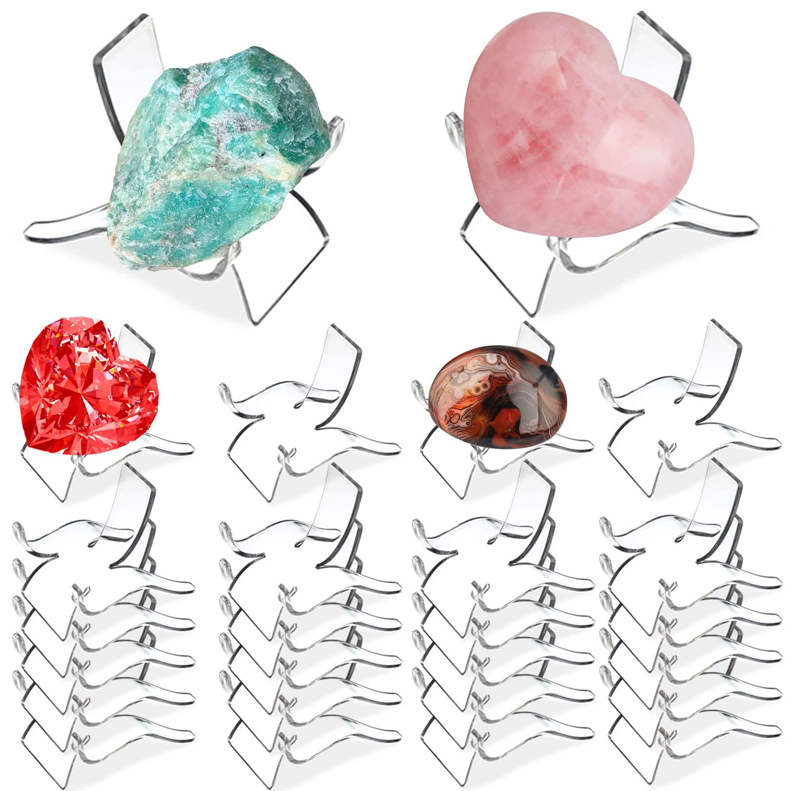 Photo 1 of (24 PCS?Display Stand,Acrylic Rock Display stands,Clear Display Easel Stands Pedestal for Crystal Geodes Rock Mineral Agate Fossil Coral crystal/gemstone Small Collectibles Display Stands (Small)