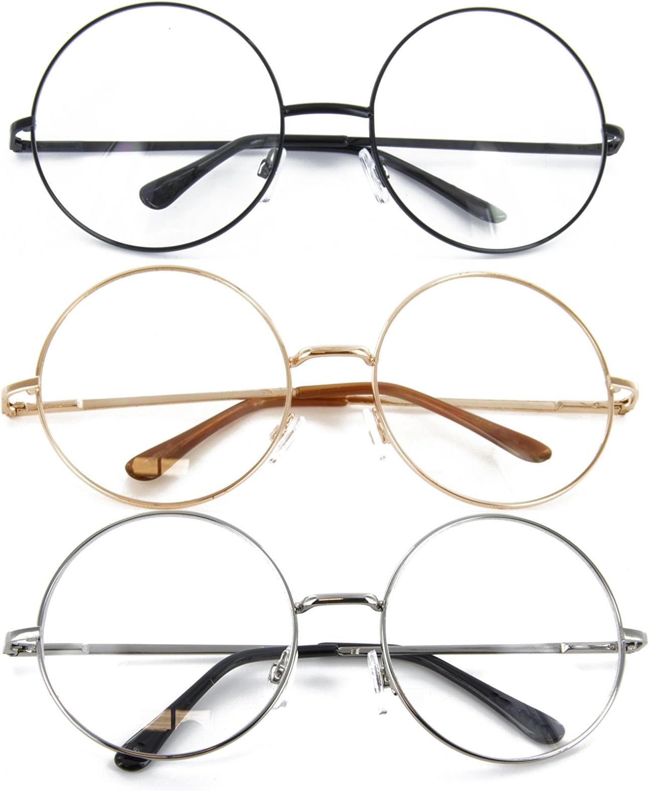 Large Round Glasses for Men Women Oversized Metal Frame Retro Fashion