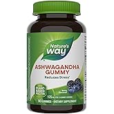 Nature's Way Ashwagandha Gummies, Reduce Stress with Adaptogenic Herb*, 125 mg Per 2-gummy Serving, Berry Flavored, 90 Gummies (Packaging May Vary)