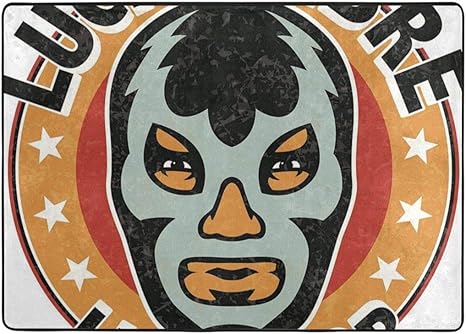 Amazon フロアマット 大判 ルチャリブレルチャドールイラストとテキスト フローリング 畳 床暖房対応 213 152cm 厚1 5mm ラグ カーペット オンライン通販