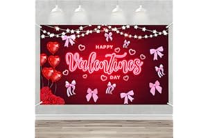 HYELNHUA Happy Valentlnes Day Banner,14 February party Backdrop Red Rose Floral Wedding Decor Photo Booth Props 14 February Party Decorations Backdrops(72x44 Inch)