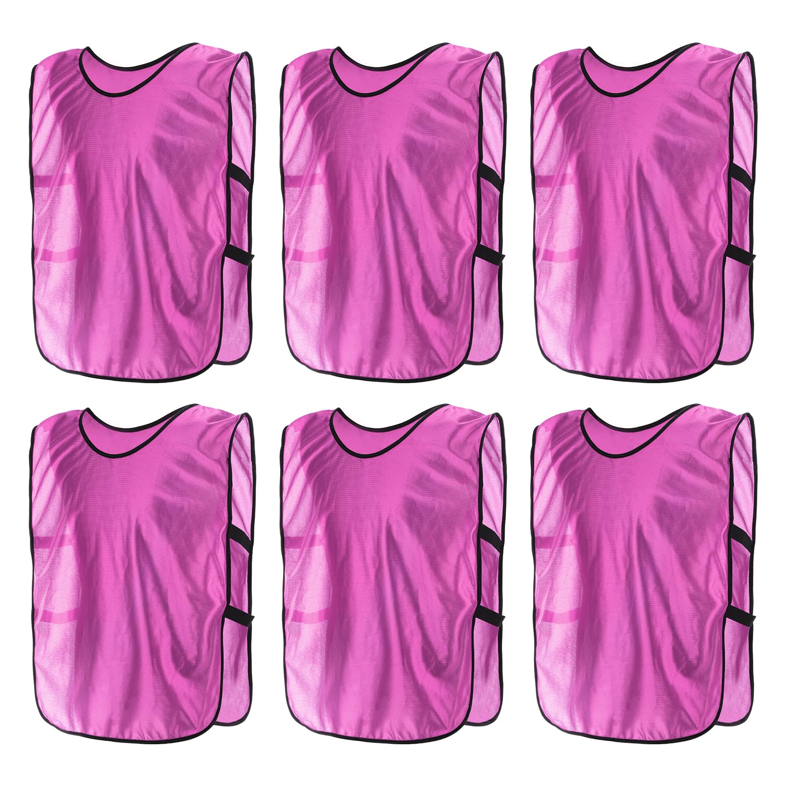 PATIKIL Scrimmage Vest, 6 Pack Soccer Pennies Soccer Jersey Training Vests Team Sports Pinnies Youth Football Practice Jerseys Fits Height 115cm to 145cm, Pink
