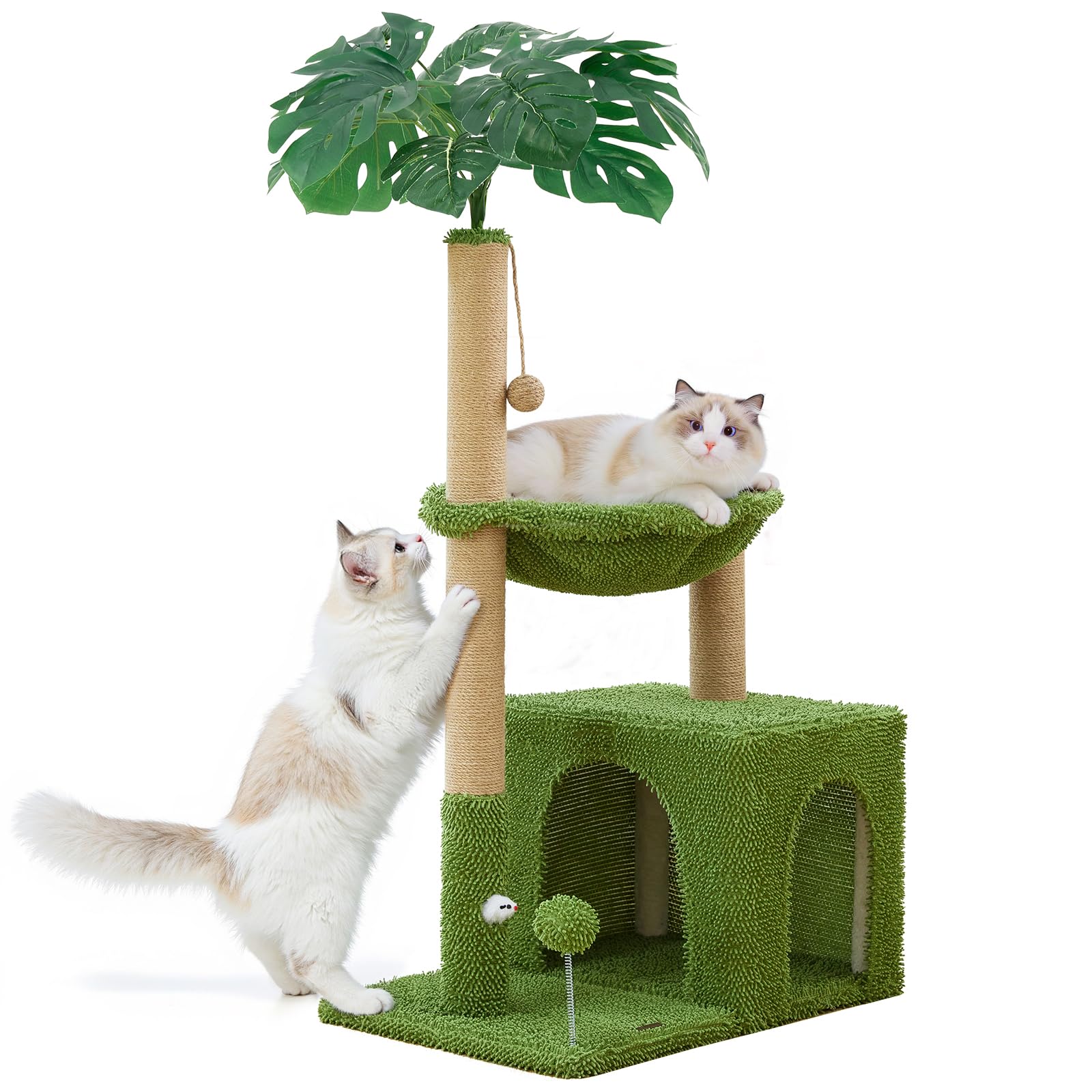 Photo 1 of Woochpet Large Cat Tree for Indoor Cats, Multi-Functional Comfy Cat Bed - 48inch Tall Cat Tower with Scratching Post, Cozy Hammock for Kittens and Adults Cat, Cute Cando with Toy