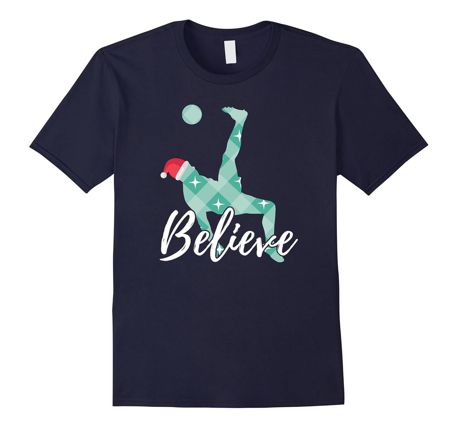 Christmas Soccer T Shirt Believe Santa Tee-Rose