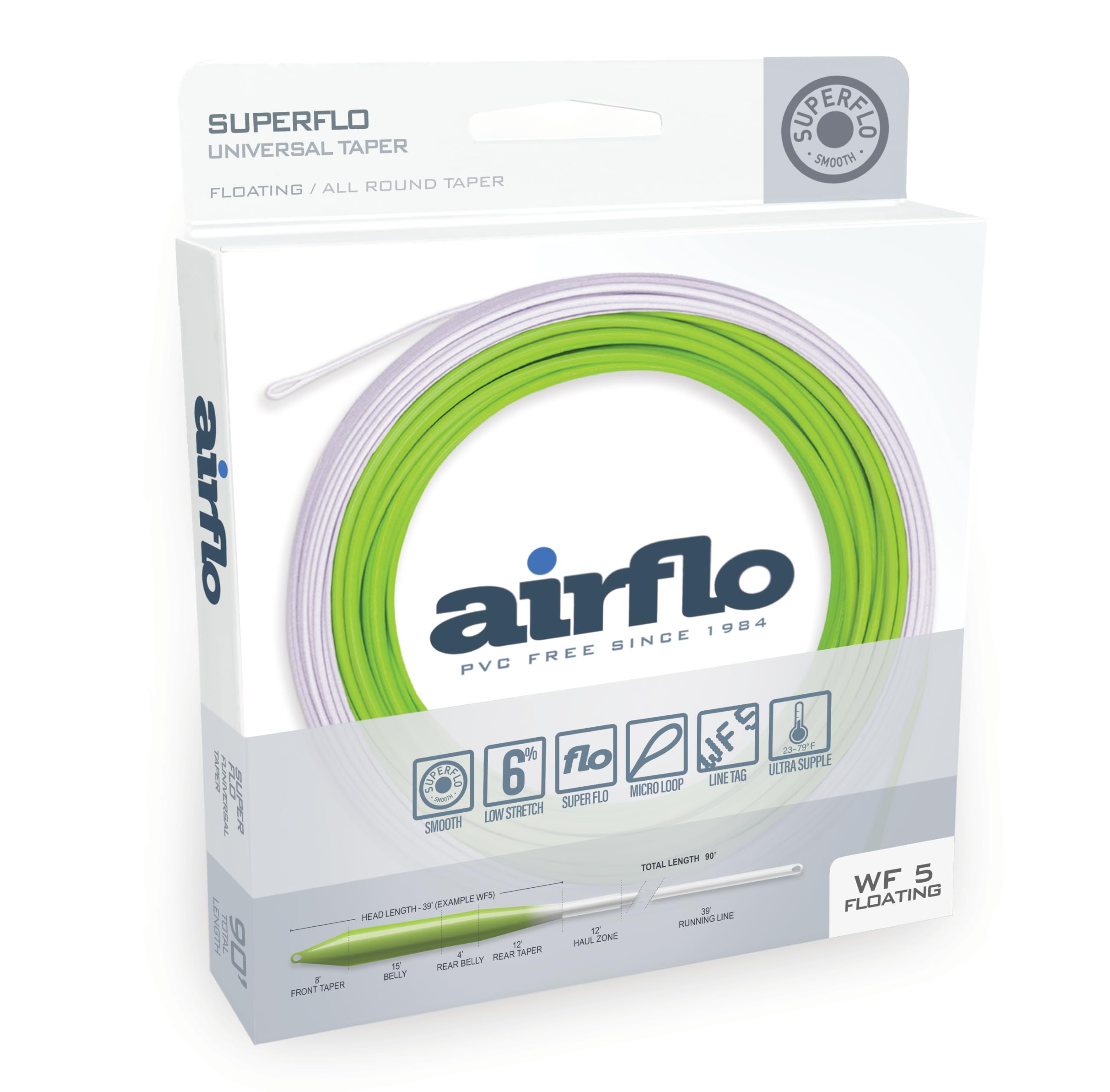Airflo Superflo Universal Taper Floating Fly Line (CHARTREUSE/WHITE, WF 6)