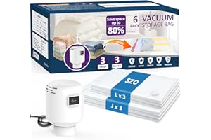 SZO 6 Pack Vacuum Storage Bags With Electric Air Pump,Vacuum Seal Bags For Clothing Travel, Space Saver Bags For Luggage, Blankets,Bedding,Moving bags