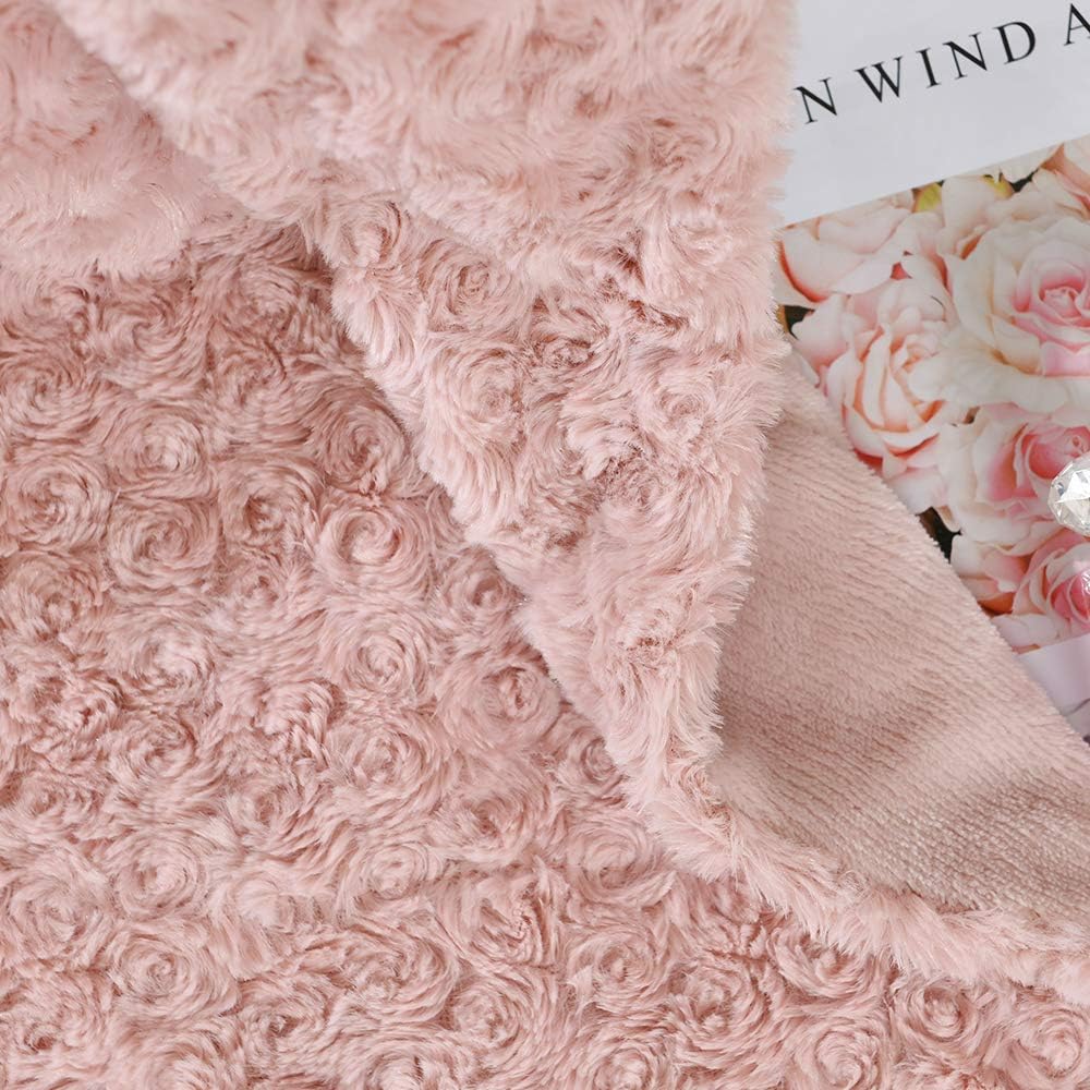 Vangao Throw Blanket Dimensional Rose Pattern Design Light Weight Luxurious Cozy Fuzzy Texture Hypoallergenic for Couch Chair Bed 50x60, Pink: Kitchen & Dining