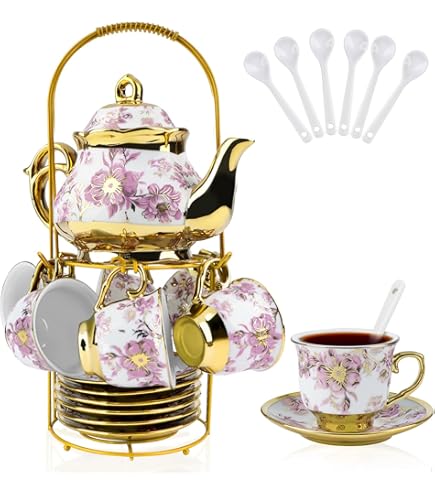 Amazon.com: Delton Products Tin 20pc Tea Set in Basket, Polka