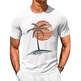 Runcati Mens Short Sleeve T-Shirts Crew Neck Casual Shirt Summer Beach Palm Tree Vintage Hawaiian Tees