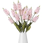 INSUNSIX 5PCS Pink Snapdragon Silk Flowers 34" Long Stem Delphinium Artificial Flowers Pink Hyacinth Fake Flowers for Wedding Home Outdoor Party Floral Arrangement Centerpiece Table Decor(Pink)