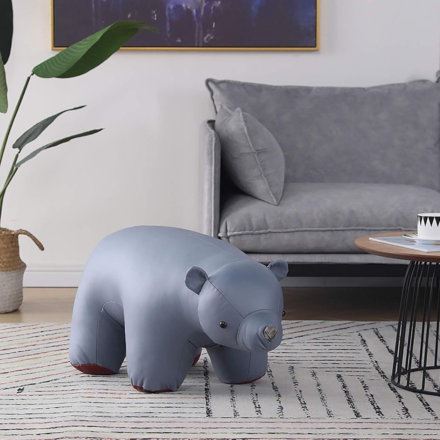 GCP Cute Living Room Footstools,Sturdy Durable Upholstered Ottoman Step Stool Animal Small