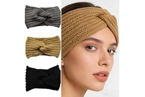 Knit Wide Headband for Winter 3 Pieces Women Ear Warmers Truban Headbands Thick Headbands for Women Girls