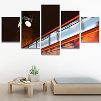 SIGNWIN 5 Panel Canvas Wall Art City Illuminations for Home Decorations Ready to Hang - 60