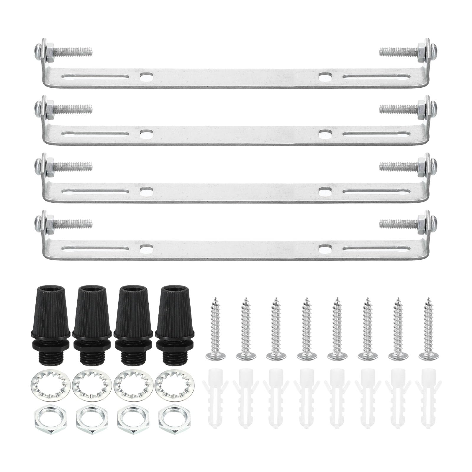 PATIKIL 200mm Ceiling Light Plate Kit, 4 Set Light Fixture Mounting Bracket Plate Steel Crossbar for Home Office Pendant Wall Light, with Screw Washer Nut Kit