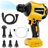 Cordless Compressed Air Duster &amp; Blower Compatible with DeWalt 20V MAX Battery, Brushless Handheld Sawdust Blower, 3-Speed Control, LED Light, Portable Inflatable Pump for Camping (No Battery)