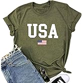 USA Flag Tee Shirt for Women 4th of July Memorial Day Gift T Shirt Casual Short Sleeve American Proud T-Shirt Tops
