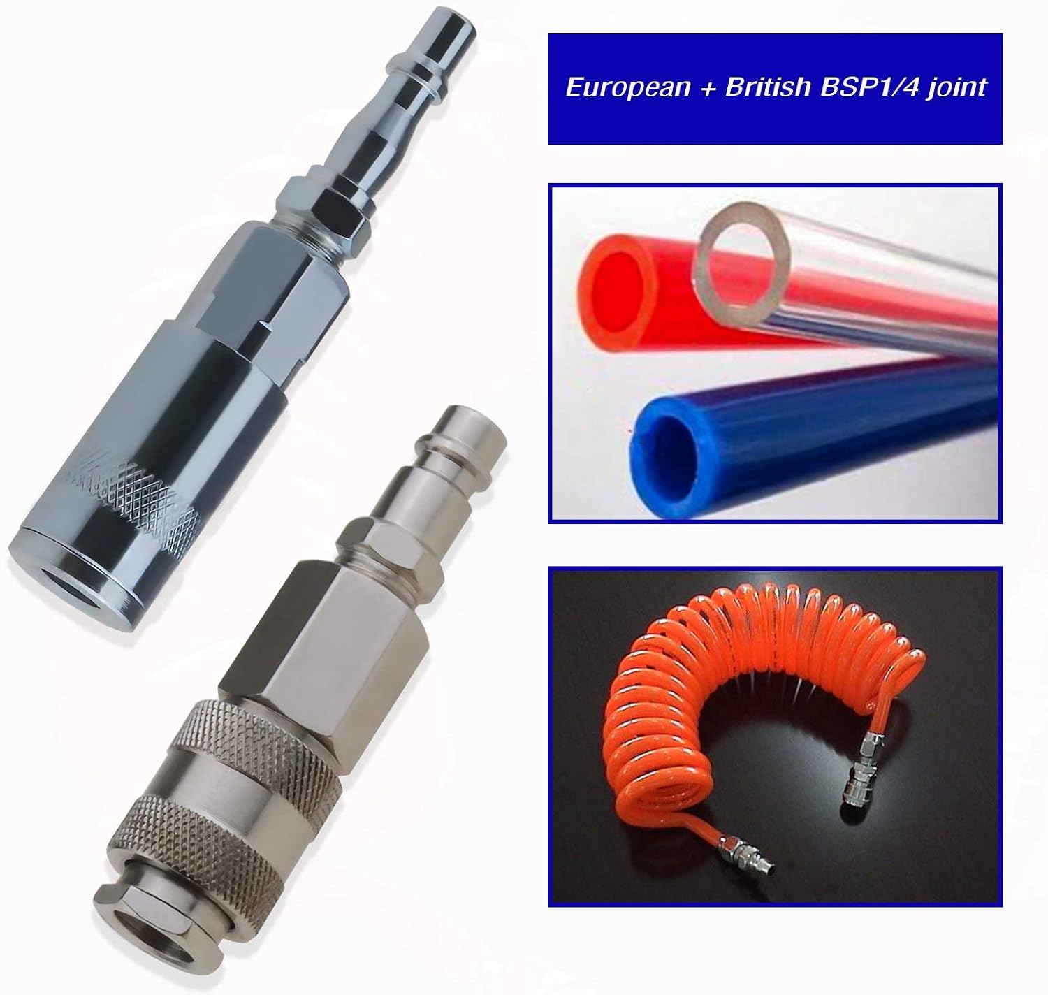 OTOTEC 4Pcs Euro & PCL Air Fitting Conversion Adapters Set 1/4 Inch BSP Male Euro to Female PCL & Male PCL to Female Euro Converter Airline Hoses Quick Release - Image 4