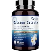 NATURE TARGET Calcium Citrate 1200mg, 120 Capsules | Healthy Bone &amp; Immune Support, High Absorption Cal Citrate for Women &amp; Men, Gentle on Digestion, Gluten Free