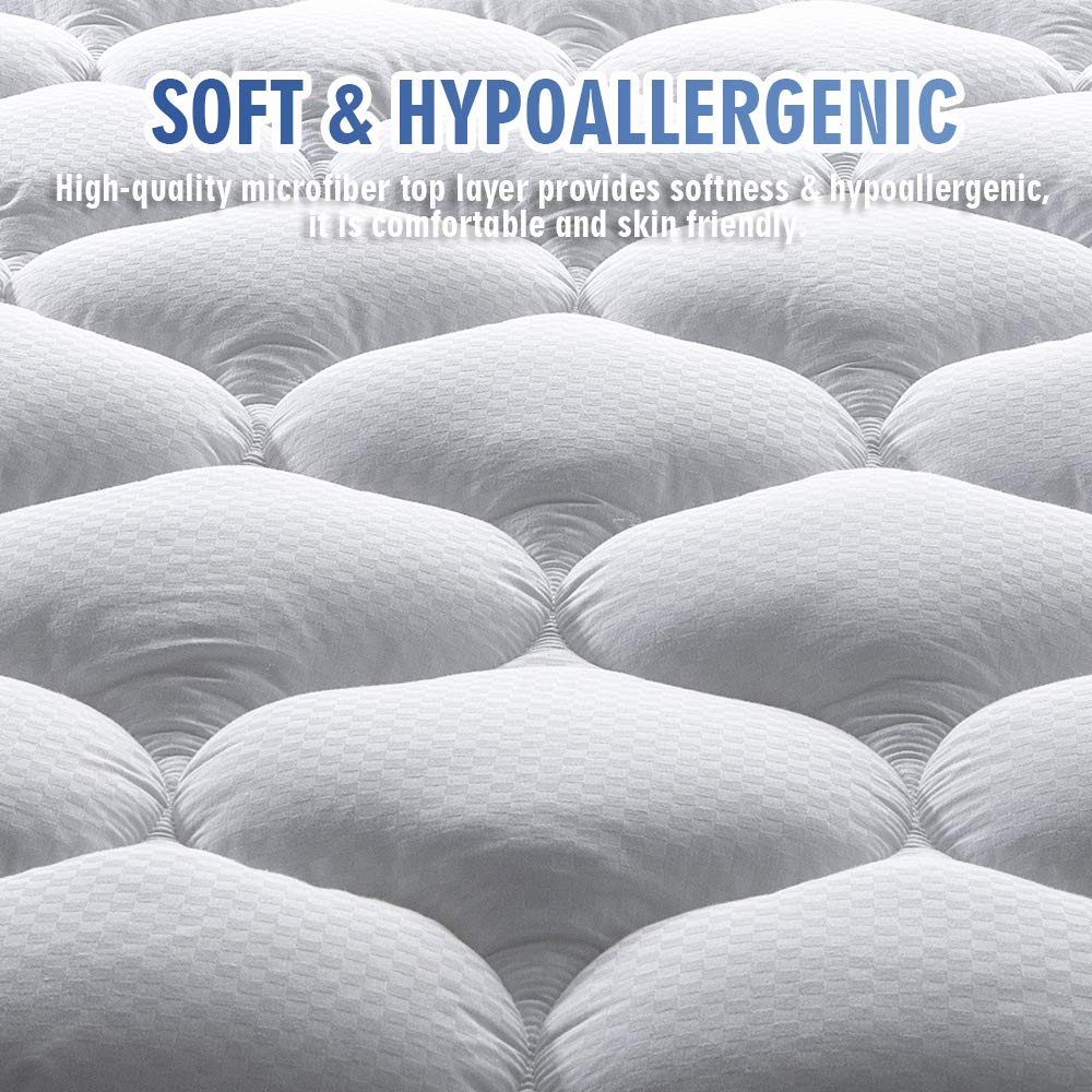 MATBEBY Queen Size Mattress Pad,Cooling Breathable Fluffy Soft Mattress Pad, Bedding Quilted Fitted Stretches Mattress Topper with Deep Pocket up to 21 Inch,White Mattress Protector