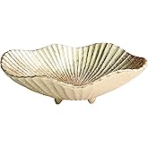 ARTRHYT Large Decorative Bowl decor, Scalloped Pedestal Bowls,Modern Home Decor,Ruffle Decor,Stylish Key Bowl for Entry Table,Decorative Fruit Bowl for Kitchen Counter, Golden