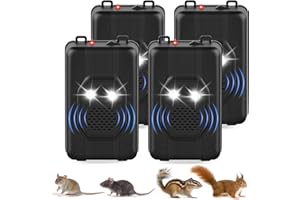JAHY2TECH 4 Pack Under Hood Rodent Repellent for Cars Ultrasonic pest Repeller Battery Operated with Strobe Light To Scare Away Rodent Mice Squirrel Repellent for CarEngine Truck RV Warehouse Vehicle Protection