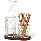 Bawanglo 2 in 1 Incense Holder for Sticks, Vintage Glass Incense Burner | Upside Down insence-stick holder, Ash Catcher & Solid Wood Base, Anti-Ash Flying Catcher for Meditation, Yoga, Spa & Home
