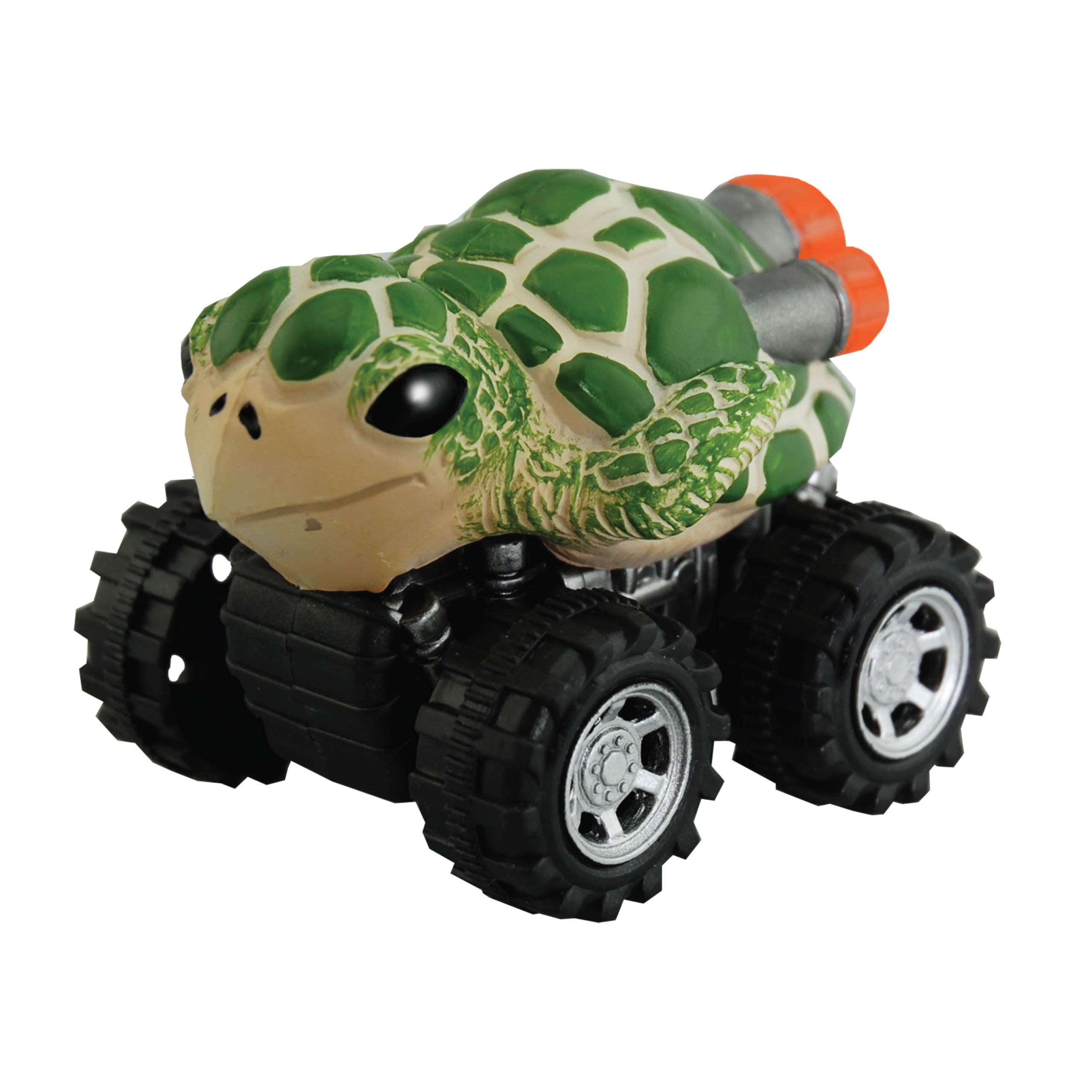 Wild Zoomies from Deluxebase. Friction powered toy monster trucks with cool animal riders, great red panda toys for boys and girls (Sea Turtle)