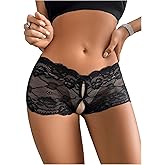 Milumia Women's Floral Lace Cut Out Low Rise Panties Bowknot Scallop Trim See Through Briefs