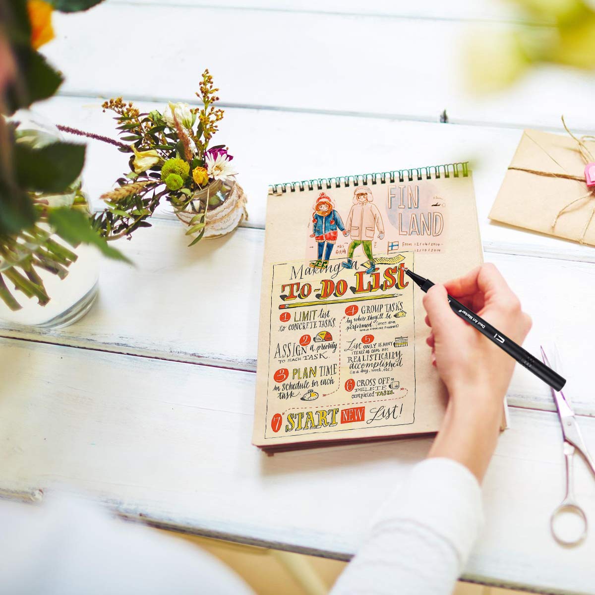 Southsun Art Dual Tips Coloring Brush Fineliner Color Pens, 72 Colors of Water Based Planner Pens for Calligraphy Drawing Sketching Coloring Book Bullet Journal Art Projects, Back to School Supplies