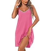 Ekouaer Women Cotton Nightgowns Sleeveless Nightshirts V Neck Sleep Shirts Sexy Chemise Nightdress Tank Top Night Gown