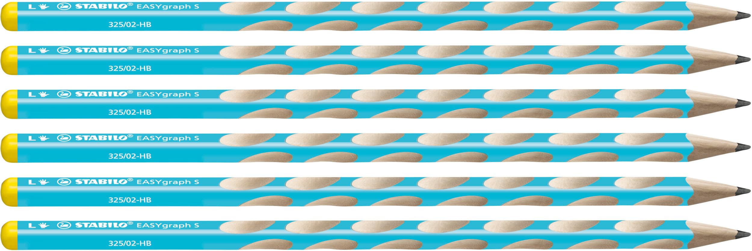 STABILO EASYgraph S - Thin Ergonomic Graphite Pencil - Left-Handed - Pack of 6 - Blue - Degree HB