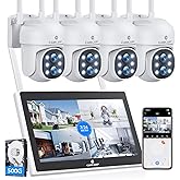 Camcamp Wireless Security Camera System with Monitor,10x Zoom 5MP Dual Lens Security Camera Outdoor with Night Vision,Motion Detection,Expandable 10CH 4K NVR.for Home Surveillance Kits Indoor/Outdoor
