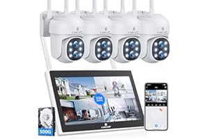 Camcamp Home Security Camera System Wireless with Monitor,10x Zoom 5MP Dual Lens Security Camera with Night Vision,Motion Detection,Expandable 10CH 4K NVR.for Home Surveillance Kits Indoor/Outdoor