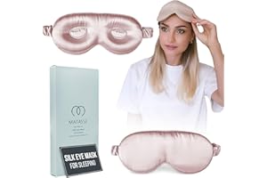 MATASSE SILK YOUR LIFE MATASSE Silk Eye Mask for Sleeping with Adjustable Elastic Band - 3D Contoured, Eye Cover Sleep Mask w/Genuine Mulberry Silk Including The Strap for Women, Men (Pink)