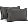 LANE LINEN Soft Pillow Covers King Size 100% Egyptian Cotton Set of 2 Cool & Smooth 1000 Thread Count Sateen Cases - Charcoal