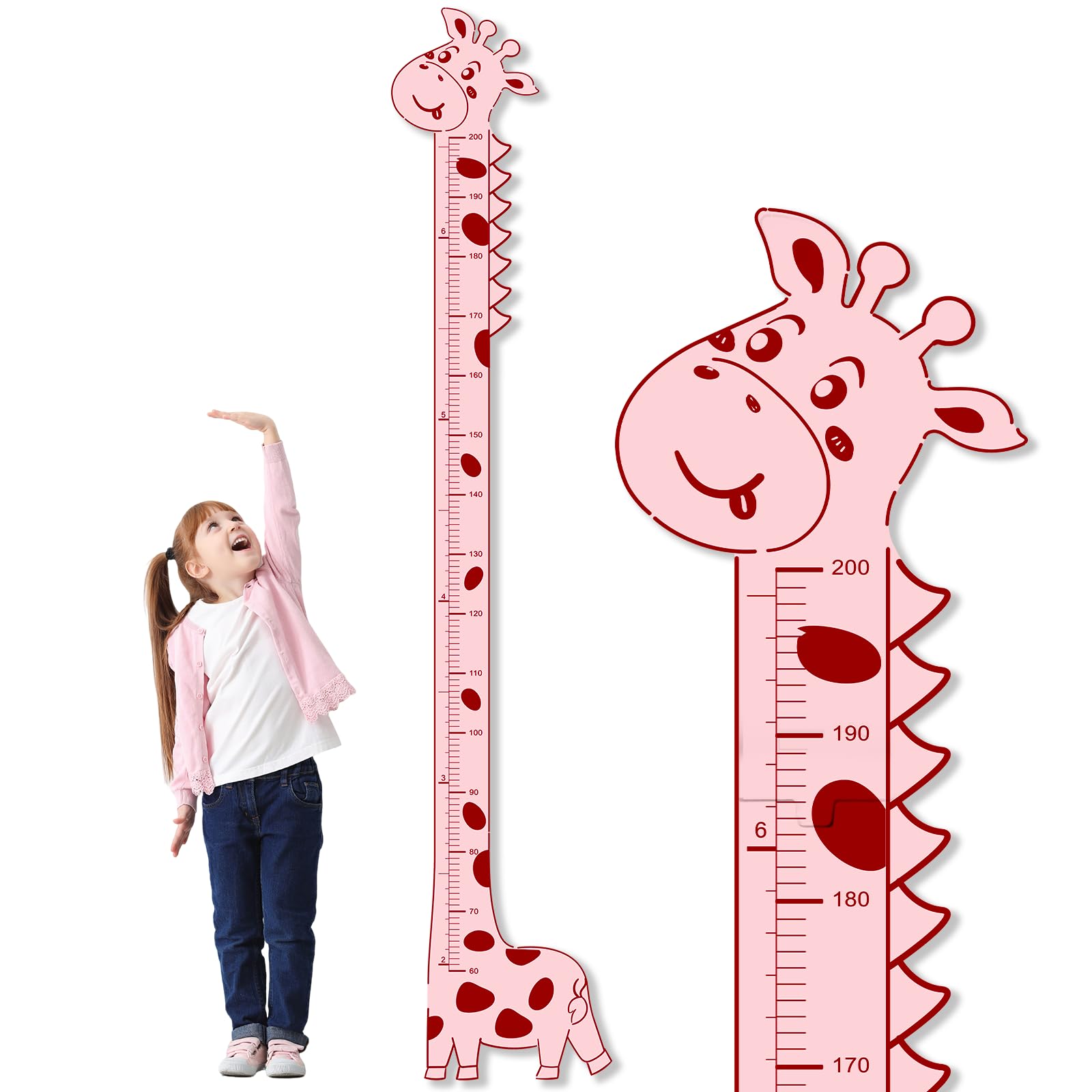 Photo 1 of Adorable Giraffe Height Chart for Kids - No-Drill Growth Chart for Wall, Perfect as Kids Room Decor & Thoughtful Birthday Gift for Boys and Girls (Light Pink)