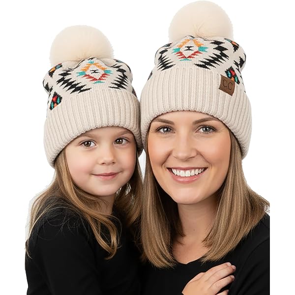 NIB 2 pc Beanie set Mommy and Me. Wine Or Cream (Price For 1 Set) Amazon.com: Mama MINI Matching Set Beanie Hat 2PCS Parent  main image 3