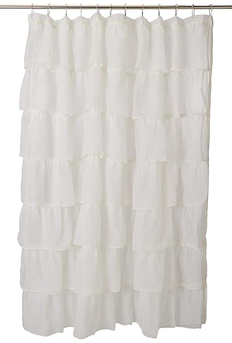 Gee Di Moda Gypsy Ruffled Shower Curtain Cream 70 Inches X 72
