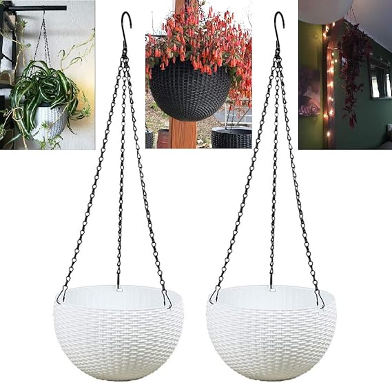 TETAKE Pots de Fleurs, Lot de 2 Pot à suspendre en Plastique Pot de