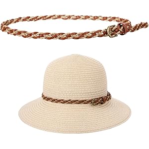 cobee Cowboy Hat Bands, Western Hat Bands Woven Leather (Brown,Beige) | Cowgirl Hatbands for Western Fedora Panama Straw Hats