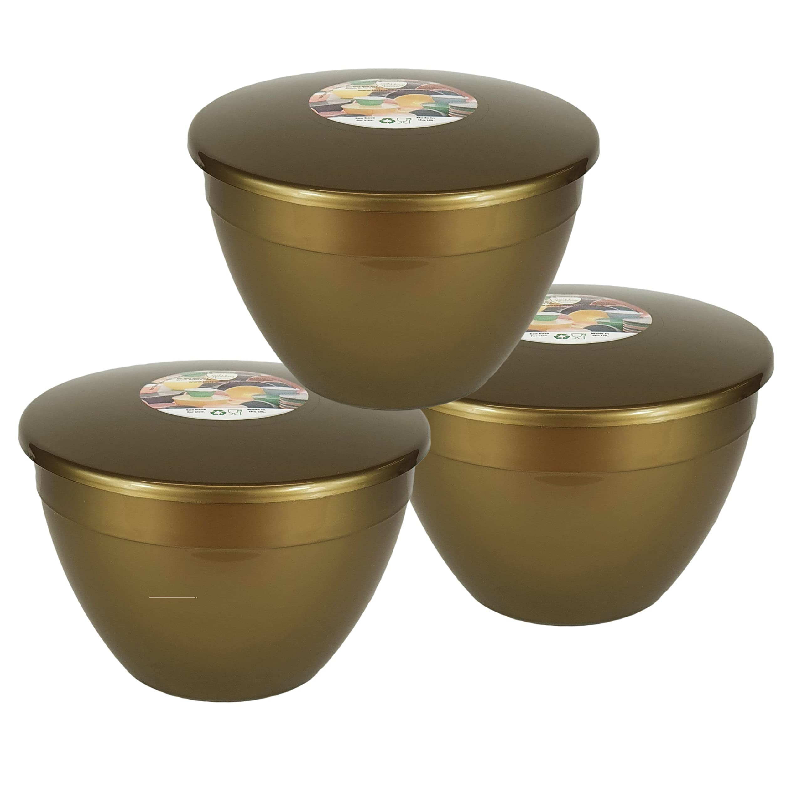 Just Pudding Basins Multipack Gold Coloured 2-Pint 1.14lt Basin and Lid (3 Pack)
